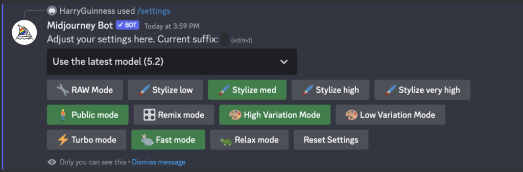 Midjourney Settings
