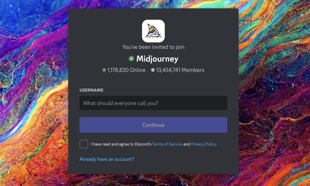 The Mid-journey Discord invite
